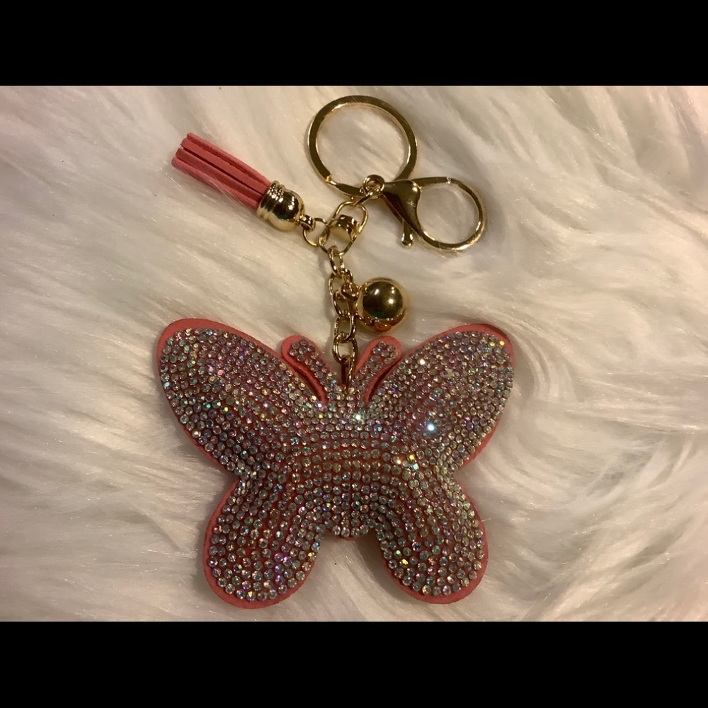 Pink & Gold Butterfly Key Chain/Purse Charm🦋